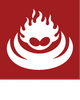 Red flame and seed logo symbolising growth and energy